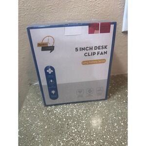 5 Inch Desk‎ Clip Fan Long Battery Series Rechargeable Portable Blue